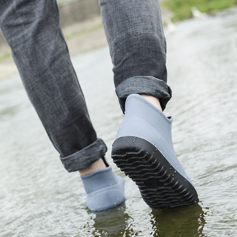 Men's rain boots non-slip waterproof fashion rain boots plus velvet warm rubber shoes kitchen work tube short tube water shoes overshoes