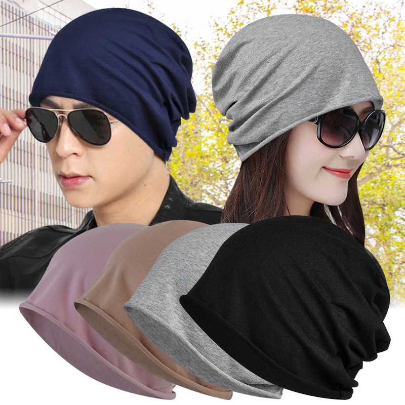 Turban Hat Women's Spring and Summer Capping Thin Cotton Single-Layer Pullover Cap Men's and Women's Curled Breathable Header Cap Nightcap
