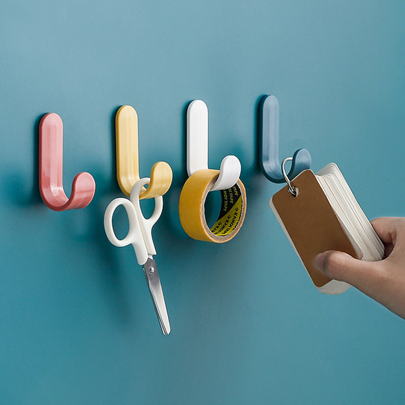 J-type Nordic-style Mini Strong Punch-free Hook Household Non-marking Punch-free Clothes Hook Household Door Rear Adhesive Hook