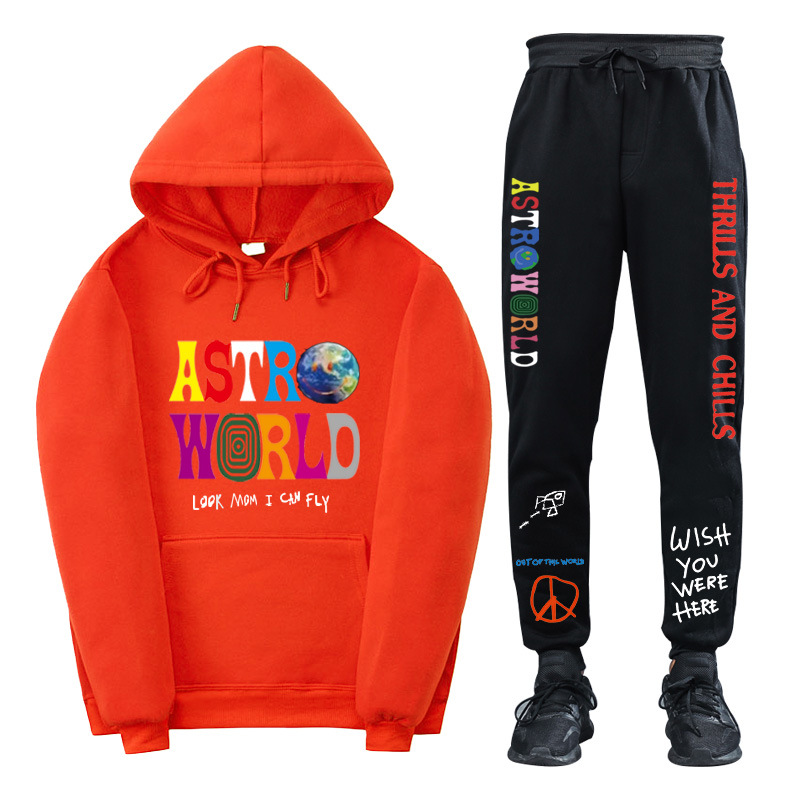 Cross-border foreign trade new TravisScotts ASTROWORLD men's and women's hooded sweater leisure sports suit F