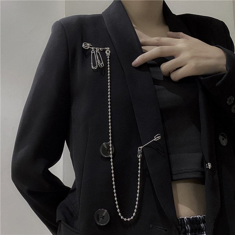 Multi-purpose Pin Buckle Brooch Women's Super Cool Metal Chain Hip Hop Pants Chain Men's Trendy Street Accessories Neutral Style