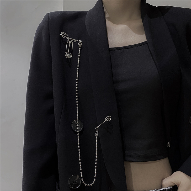 Multi-purpose Pin Buckle Brooch Women's Super Cool Metal Chain Hip Hop Pants Chain Men's Trendy Street Accessories Neutral Style
