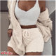Cross-border Women's European and American Winter Plush Home Clothes Casual 3-piece Pajamas Long-sleeved Shorts Sports Suit for Women