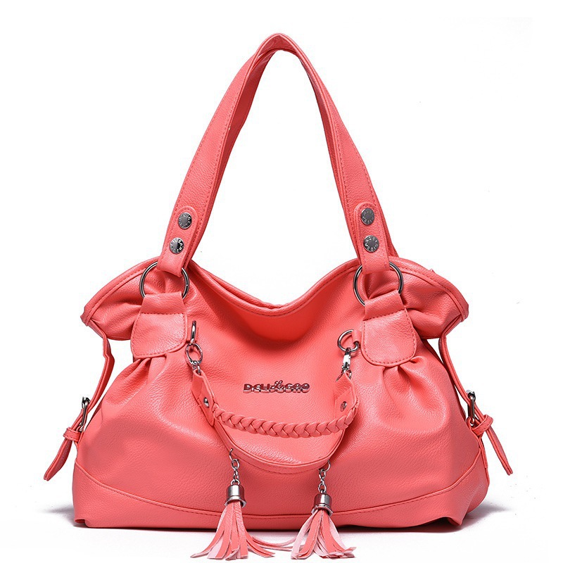 Women's Bag Handbag Women's Bag 2020 New Middle-aged and Elderly Shopping Soft Leather Tassel Bag Shoulder Bag Crossbody Bag