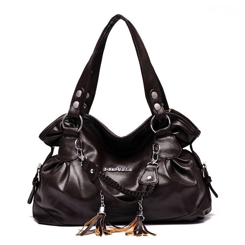 Women's Bag Handbag Women's Bag 2020 New Middle-aged and Elderly Shopping Soft Leather Tassel Bag Shoulder Bag Crossbody Bag