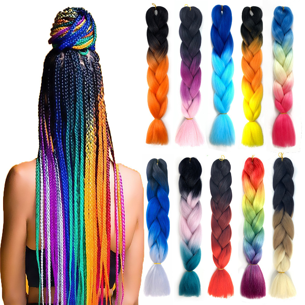 Wholesale dirty braid hair extension braids African gradient color big braids European and American wigs wholesale foreign trade chemical fiber wigs