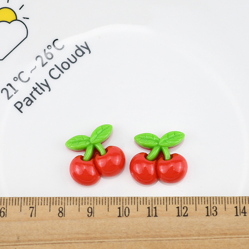 Country beauty big red cherry fruit resin accessories cream glue mobile phone case patch handmade diy hair accessories material