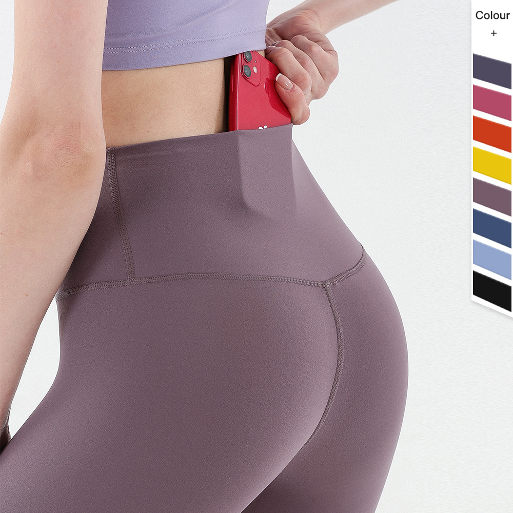 Cross-border High Waist Outer Wearing Fitness Pants One-piece Scrub Naked Peach European and American Yoga Pants Tight Hip-lifting Sports Pants