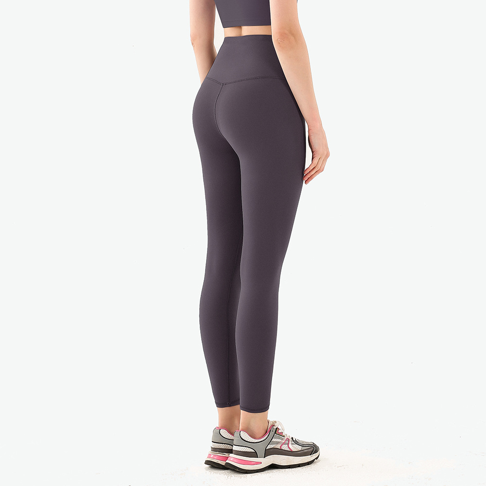 Cross-border High Waist Outer Wearing Fitness Pants One-piece Scrub Naked Peach European and American Yoga Pants Tight Hip-lifting Sports Pants