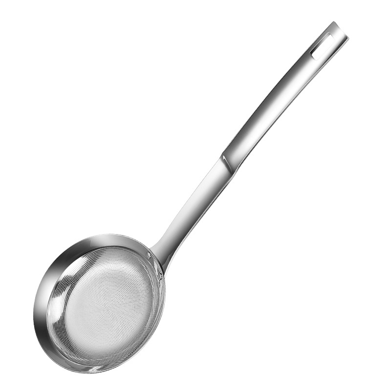 304 Stainless Steel Strainer Spoon Fine Mesh Spoon Long Thickened Mesh Spoon Foam Spoon Household Kitchen Cooking Oil Skimming Spoon