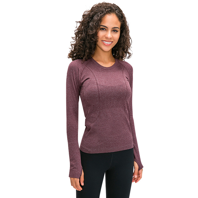 One-piece delivery new women's long sleeve round neck sports T-shirt running fitness top slim fit breathable yoga long sleeve