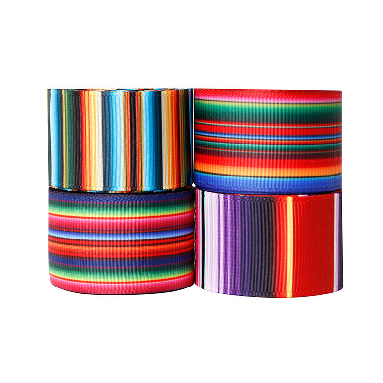 Clothing accessories diy silk ribbon polyester thread ribbon thermal transfer gradient Mexican style ribbon