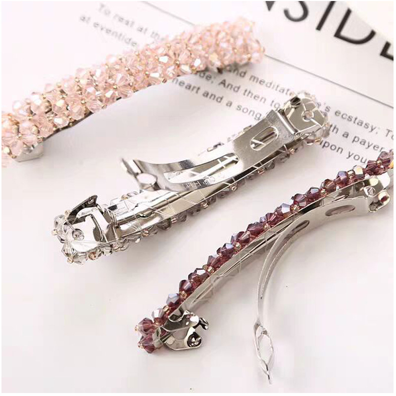Korean style jewelry flash diamond hair clip Crystal fishing line woven side clip exquisite clip spring clip hair accessories wholesale