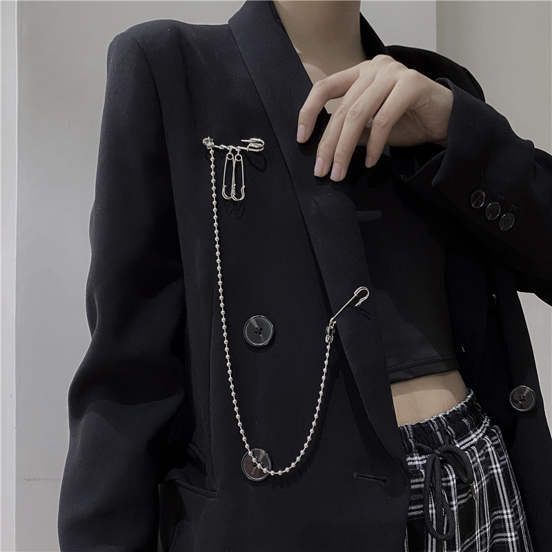 Multi-purpose Pin Buckle Brooch Women's Super Cool Metal Chain Hip Hop Pants Chain Men's Trendy Street Accessories Neutral Style