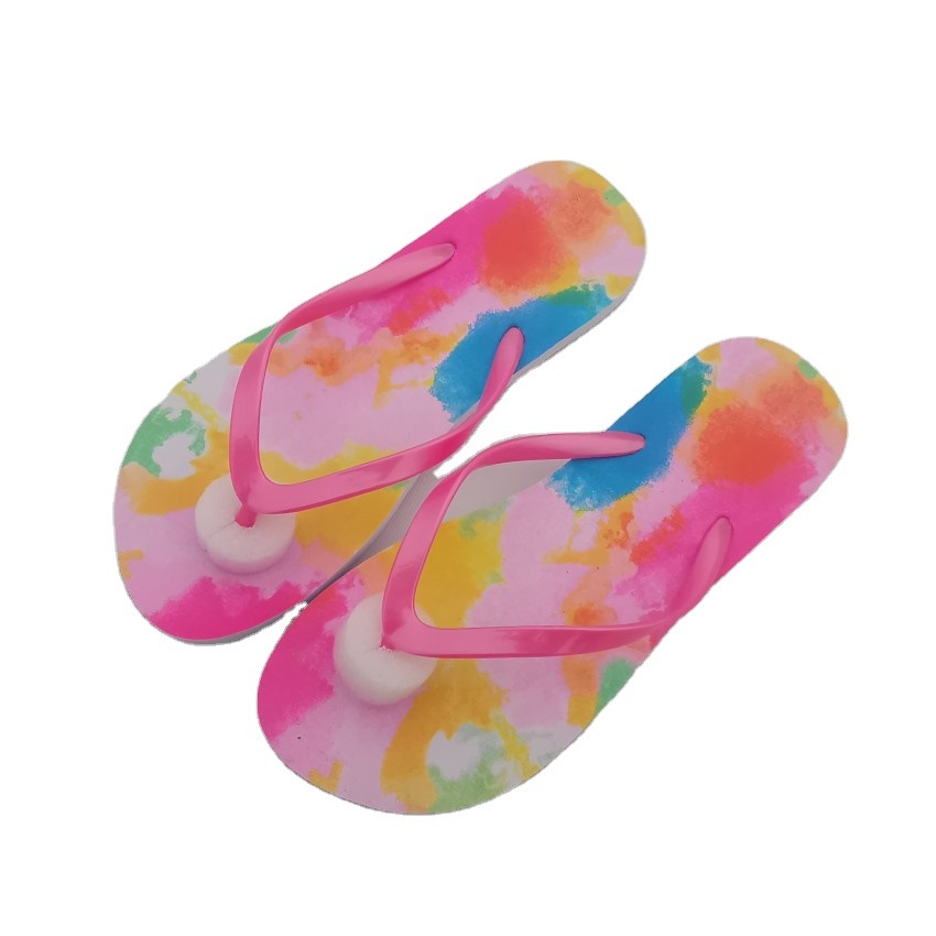 2023 Wal-Mart New Candy Color Rainbow Stripe Dot Casual Couples Non-slip Flip-Flops for Men and Women