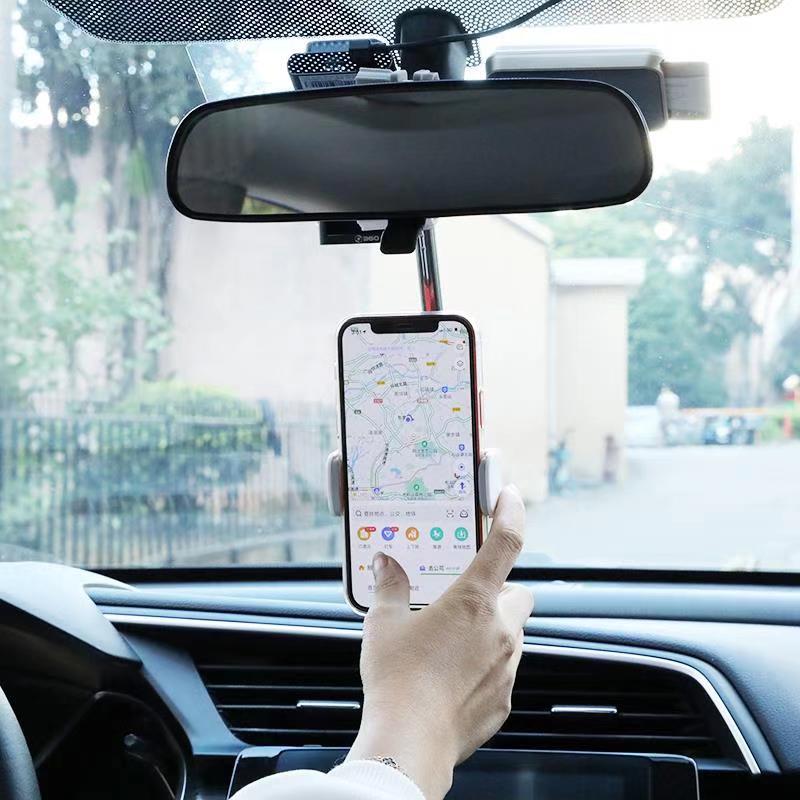 Новый 360 ° горизонтальный и вертикальный экран Автомобильный Кронштейн для мобильного телефона Автомобильное зеркало заднего вида навигационный кронштейн зеркало заднего вида фиксирующий Зажим кронштейн