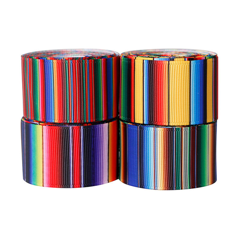 Clothing accessories diy silk ribbon polyester thread ribbon thermal transfer gradient Mexican style ribbon