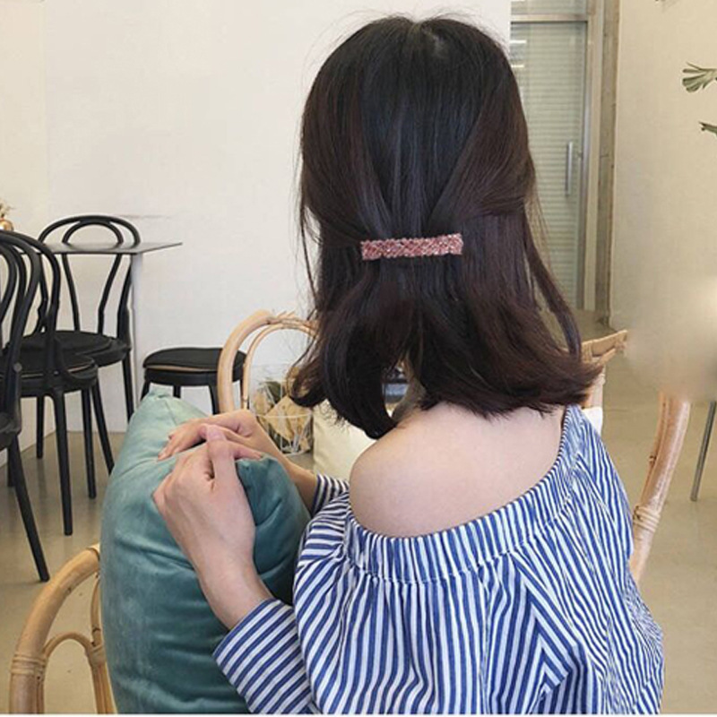Korean style jewelry flash diamond hair clip Crystal fishing line woven side clip exquisite clip spring clip hair accessories wholesale