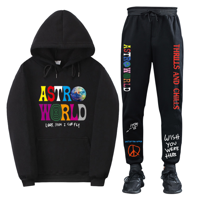Cross-border foreign trade new TravisScotts ASTROWORLD men's and women's hooded sweater leisure sports suit F