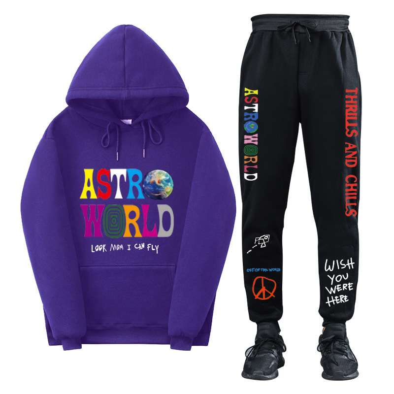 Cross-border foreign trade new TravisScotts ASTROWORLD men's and women's hooded sweater leisure sports suit F