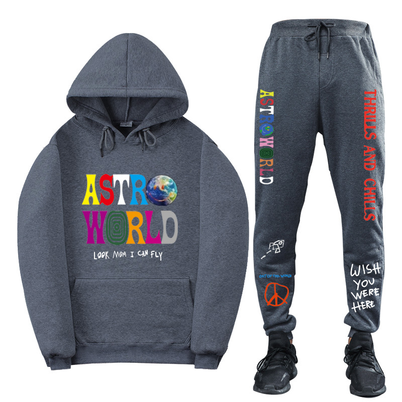 Cross-border foreign trade new TravisScotts ASTROWORLD men's and women's hooded sweater leisure sports suit F