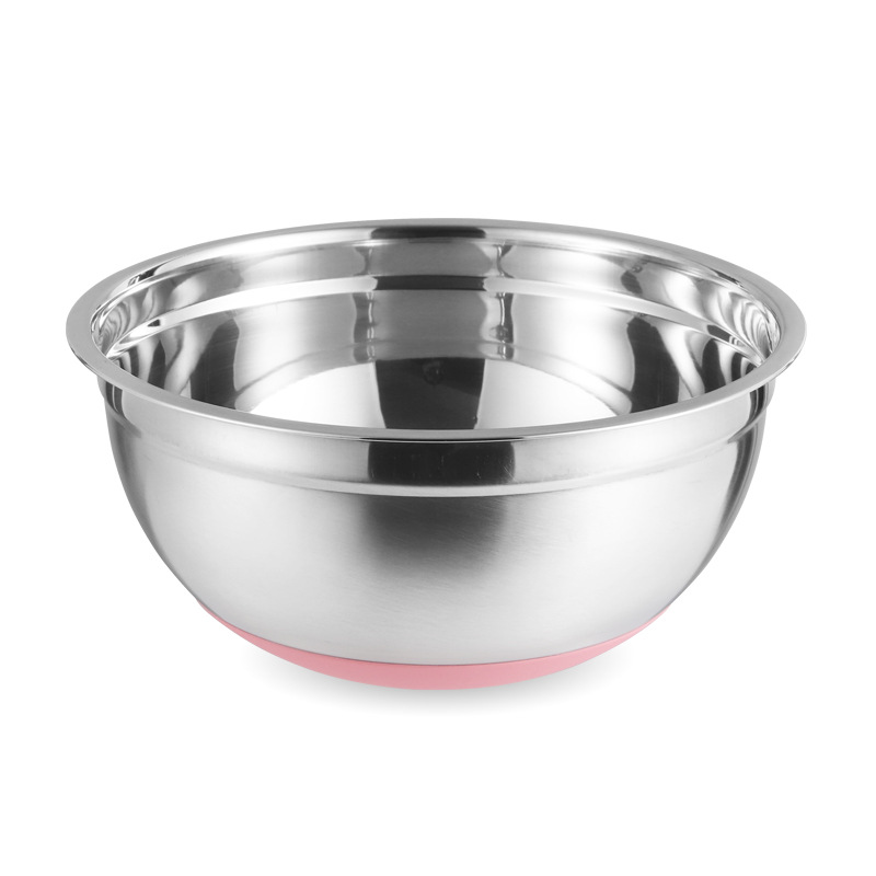 Thickened stainless steel salad basin silicone household kitchen egg bowl baking and stirring soup basin multi-purpose factory wholesale