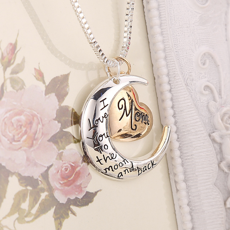 European and American popular Mother's Day necklace love pendant I love you mom sweater chain necklace cross-border hot sale