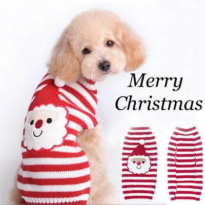 Hot Selling Santa Claus pet sweater cat dog clothes knitted VIP Teddy small medium and large dog wholesale