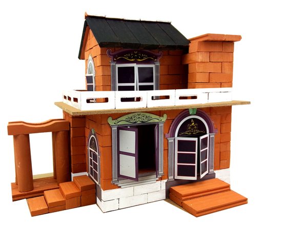 Small Masons Cabin Building Handmade diy Children Building House Toys Real Brick Real Tile Mini Brick Mold
