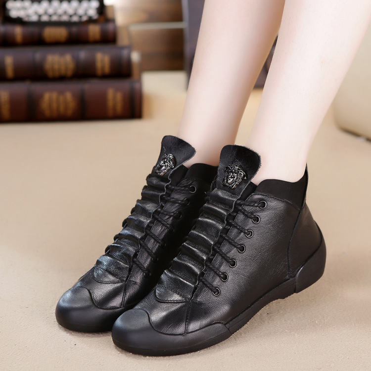 Trendy Sunday 2024 Autumn New Lace-up Women's Shoes Wholesale Casual Shoes Flat High-top Women's sneaker