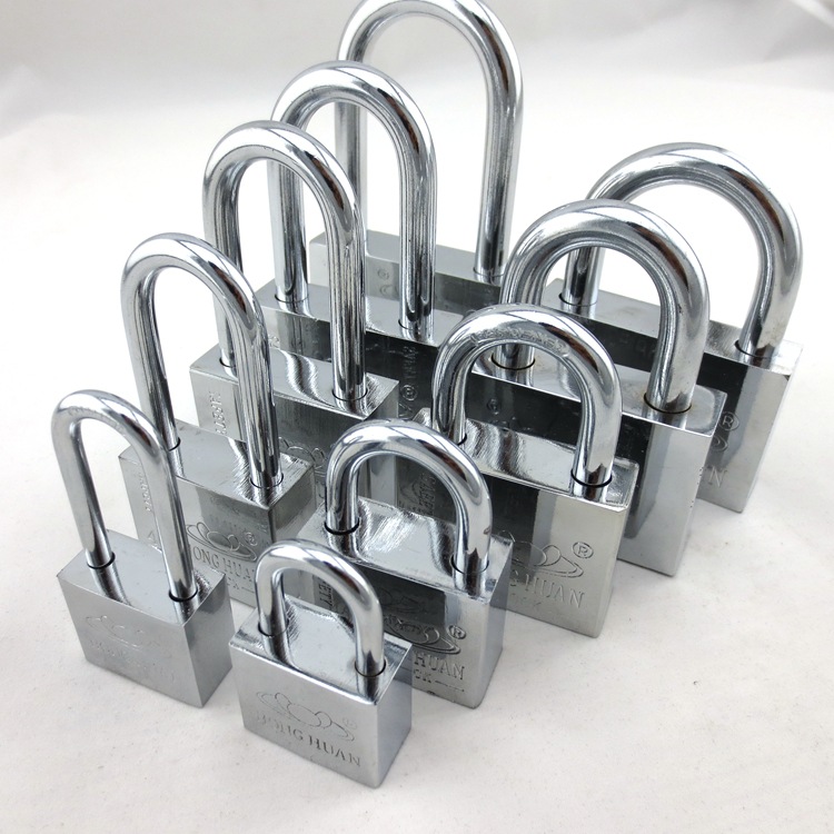 Wholesale imitation stainless steel padlock square blade anti-theft small lock head through lock length 30 40 50 60 70 good