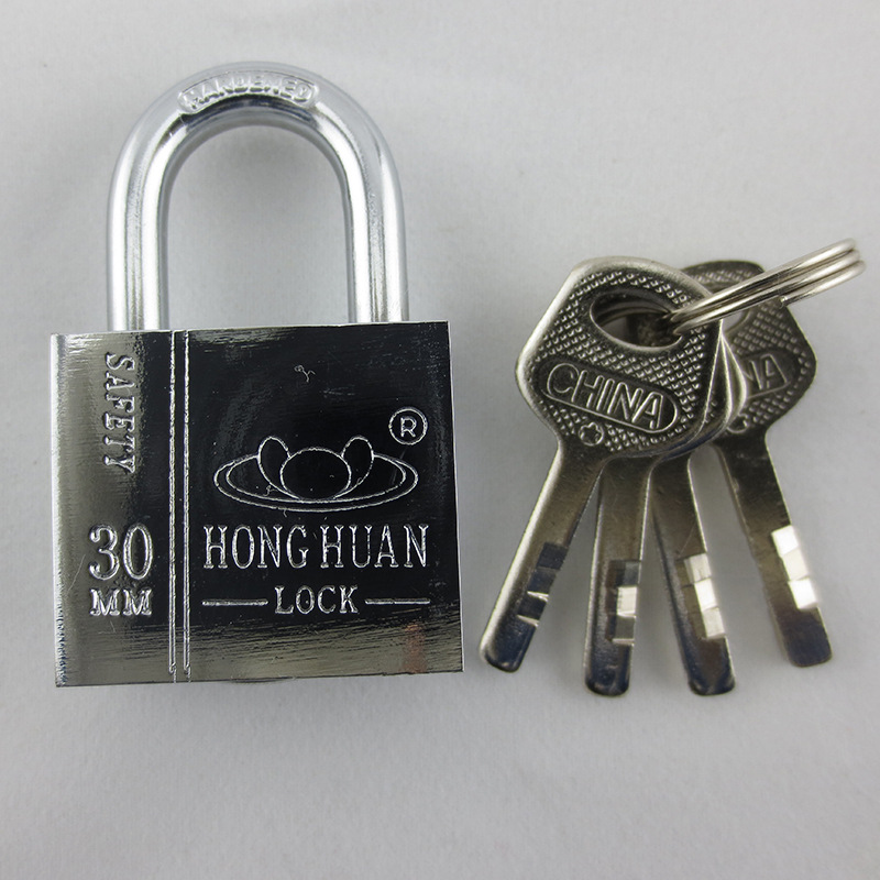 Wholesale imitation stainless steel padlock square blade anti-theft small lock head through lock length 30 40 50 60 70 good