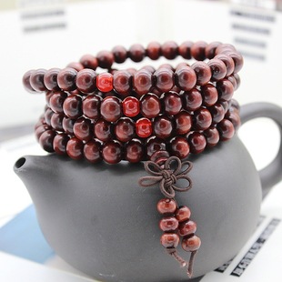 108 beads bracelet wholesale stall supply jewelry imitation lobular red sandalwood three-circle bracelet e-commerce live gifts