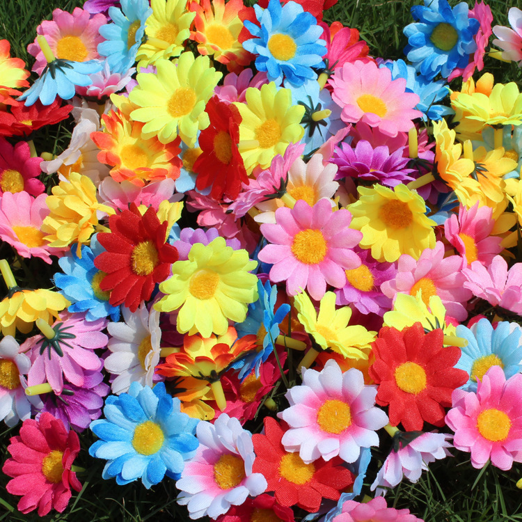 Factory direct AliExpress 12-leaf sunflower flower head simulation flower small chrysanthemum flower head sunflower flower head