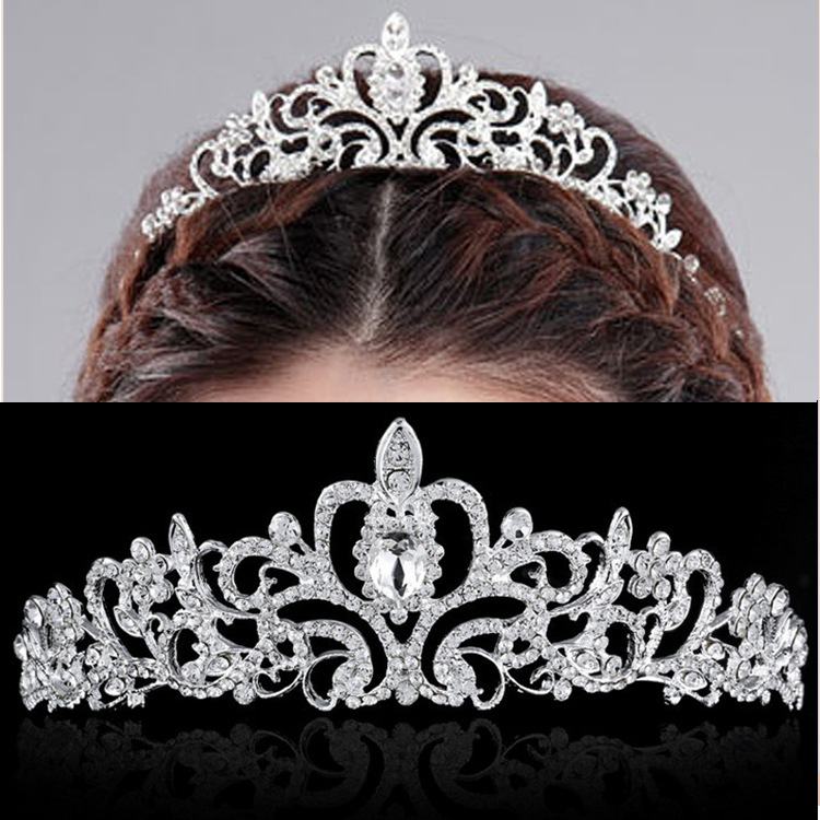 Hot sale Crystal Diamond Bride wedding hair crown birthday headdress hair accessories ball crown show headband