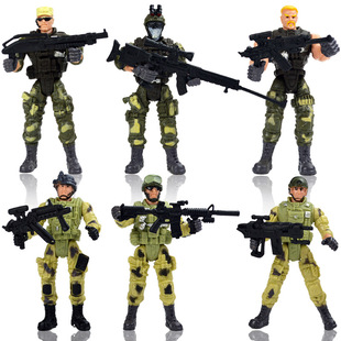 Military Soldier Model 6 Police Soldier Model with Joint Movable Weapon Modern Soldier