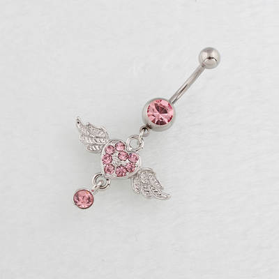 Navel Ring Love Angel Wings Navel Nail Anti-allergy Medical Stainless Steel Curved Rod Body Puncture Personalized Jewelry