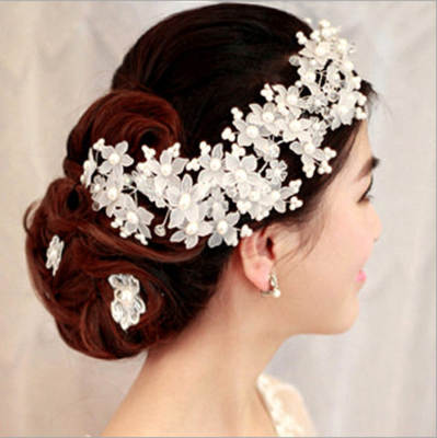 Korean handmade bridal headdress foreign trade European and American handmade pearl headdress headdress flower bridal wedding accessories wholesale