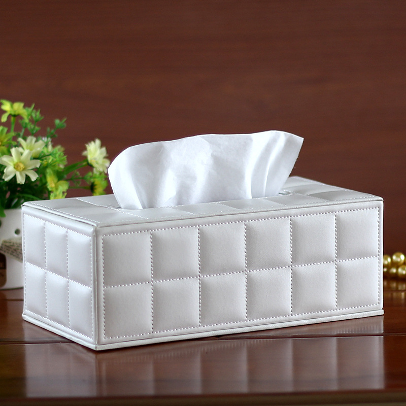 European desktop leather tissue box, creative household car grid paper box, restaurant tissue box manufacturer wholesale