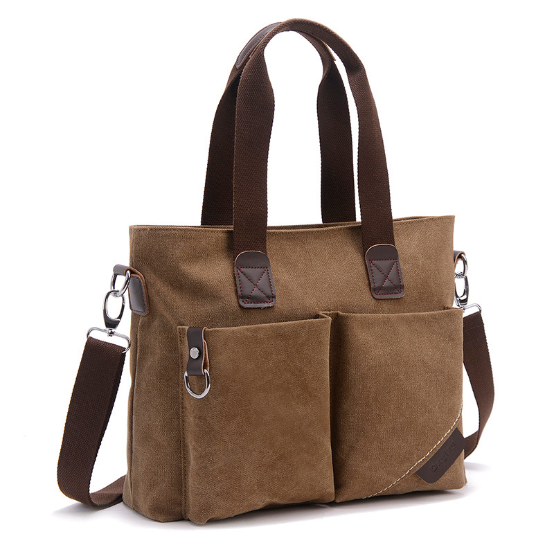 Factory wholesale new men's canvas Laptop Briefcase simple business casual men's shoulder messenger bag