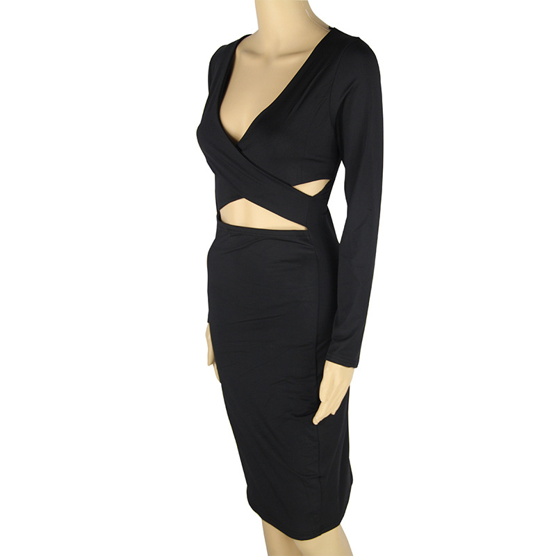5918 in stock Amazon ebay women's wish new long sleeve sexy nightclub dress 10 color 4