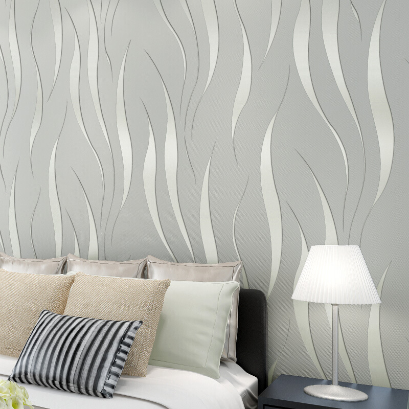 Moda simple 3D patrón de onda papel pintado no tejido papel pintado de espuma dormitorio sala de estar Fondo pared llena de papel tapiz de decoración del hogar