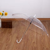创意小清新长柄透明伞 彩色直杆透明雨伞自动批发 logo广告礼品伞