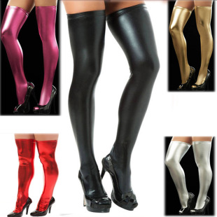 Production source sexy underwear manufacturers spot wholesale patent leather socks thigh socks imitation leather pants