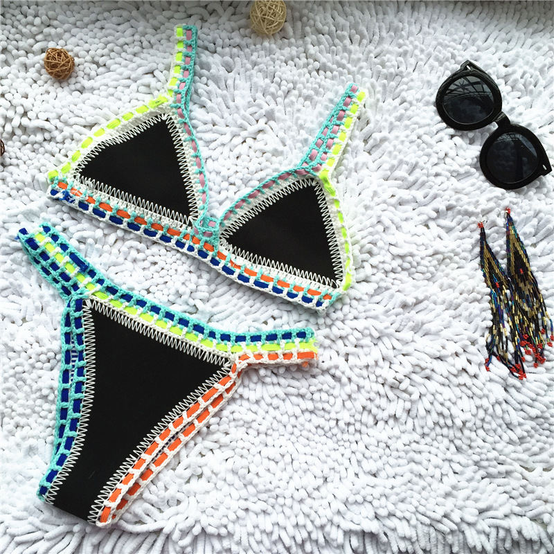European and American new neoprene bikini swimsuit Beach swimwear women's bikini sexy split swimsuit