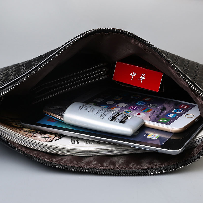 New Korean version men's hand-woven trendy men's bag Fashion Women's envelope ipad clutch bag A4 file bag wholesale