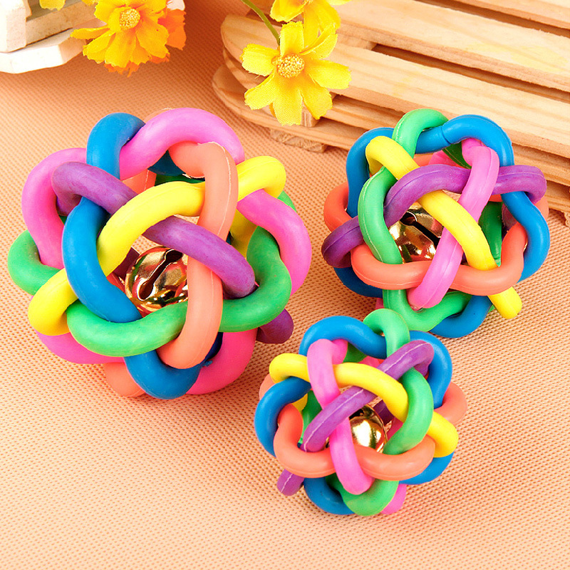 Wholesale dog colorful bell ball small big three colorful bell toys non-low-end inferior bite resistant toys