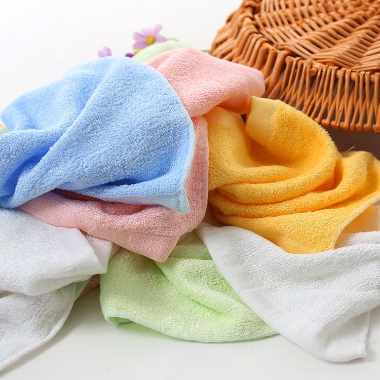 Bamboo fiber white square towel kindergarten small square towel wash children's handkerchief small handkerchief handkerchief absorbent small towel wholesale