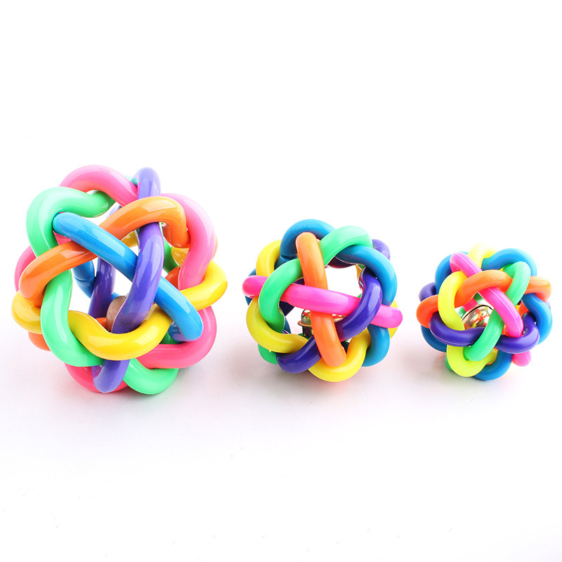Wholesale dog colorful bell ball small big three colorful bell toys non-low-end inferior bite resistant toys