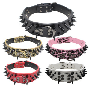 Amazon Explosions Aggressive Spike Dog Collar Medium and Large Rivet Anti-bite Pet Collar Rivet Decorative Dog Collar